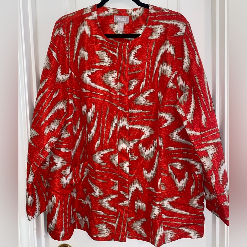 Chico's‎ Vibrant Red and Cream Jacket